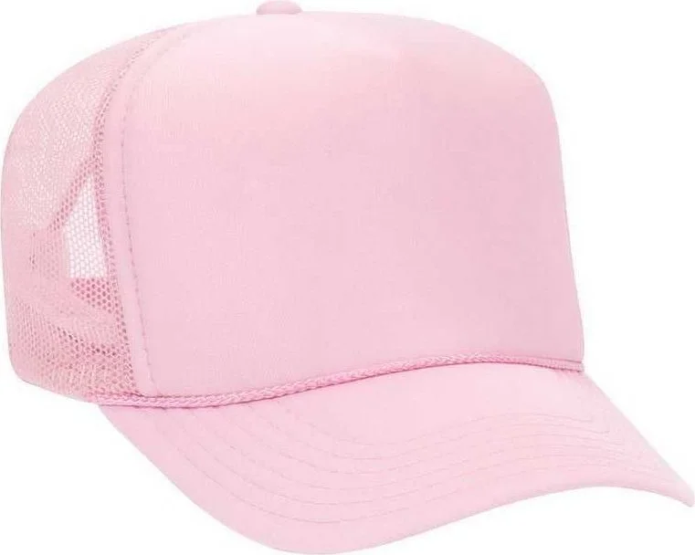 Otto 39-165 5 Panel Foam High Crown Mesh Back Trucker Snapback Cap - Soft Pink