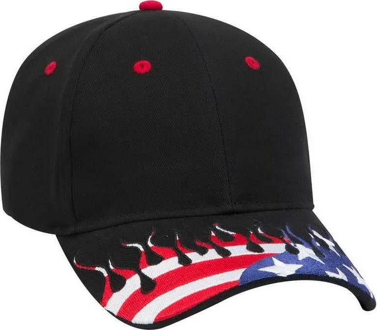 OTTO 58-756 6 Panel Low Profile Baseball Cap - Black Flag