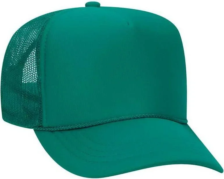 Otto 39-165 Youth 5 Panel Foam High Crown Mesh Back Trucker Snapback Cap - Jade