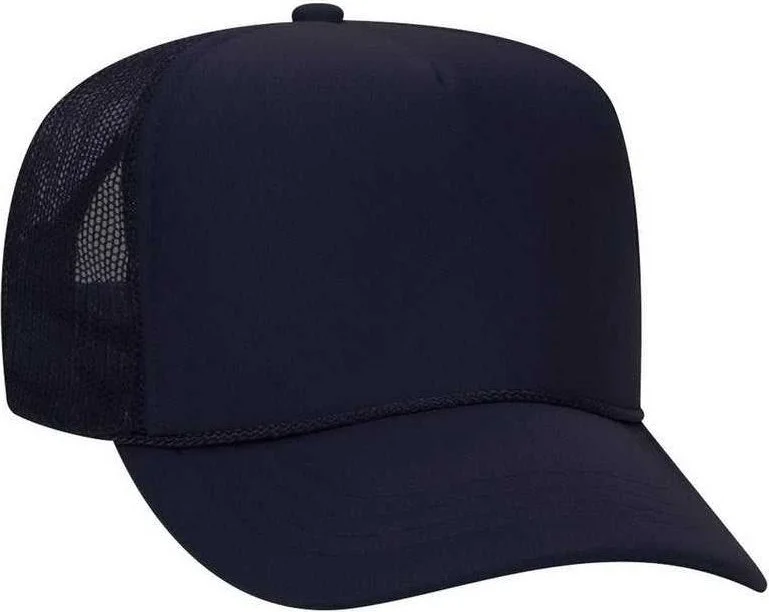 Otto 39-165 Youth 5 Panel Foam High Crown Mesh Back Trucker Snapback Cap - Navy