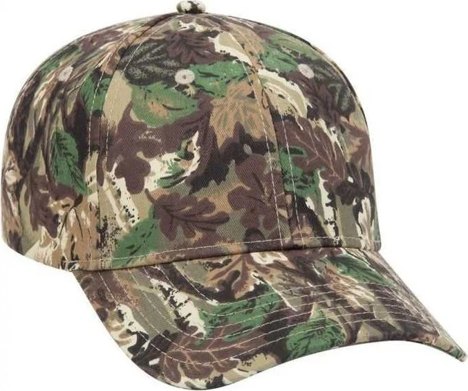 OTTO 78-353 Camouflage 6 Panel Low Profile Baseball Cap - Light Loden Brown Kelly