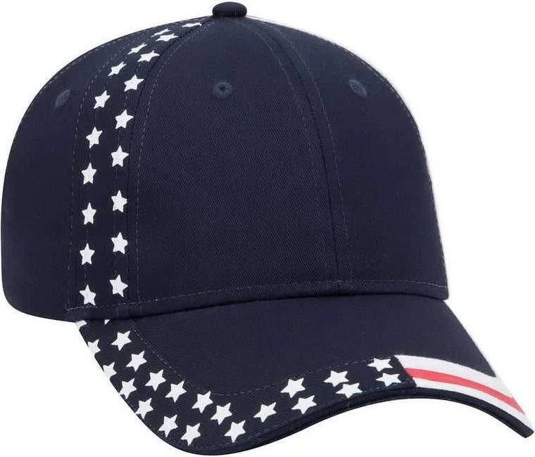 OTTO 80-585 US Flag Design Cotton Twill Low Profile Pro Style Cap - Navy