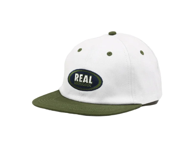 Oval Emb Strapback | White Olive Navy