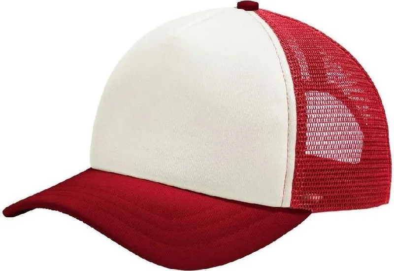 Port Authority C936 5-Panel Twill Foam Trucker Cap - Ivory Red