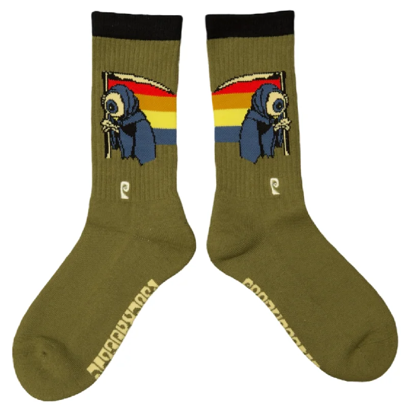 Psockadelic Time Reaper Socks - Olive