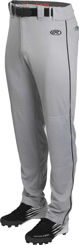 Rawlings Adult Launch Semi-Relaxed Piped Baseball Pants - Gray Black