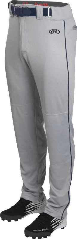 Rawlings Adult Launch Semi-Relaxed Piped Baseball Pants - Gray Navy