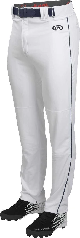 Rawlings Adult Launch Semi-Relaxed Piped Baseball Pants - White Navy