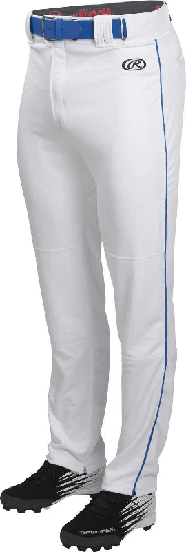 Rawlings Adult Launch Semi-Relaxed Piped Baseball Pants - White Royal