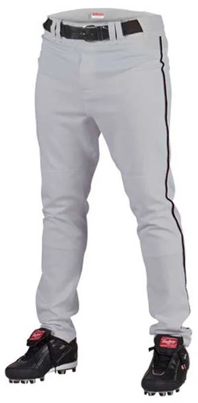 Rawlings Adult Semi-Relaxed Piped Baseball Pants - Gray Black