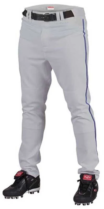 Rawlings Adult Semi-Relaxed Piped Baseball Pants - Gray Navy