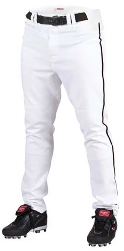 Rawlings Adult Semi-Relaxed Piped Baseball Pants - White Black