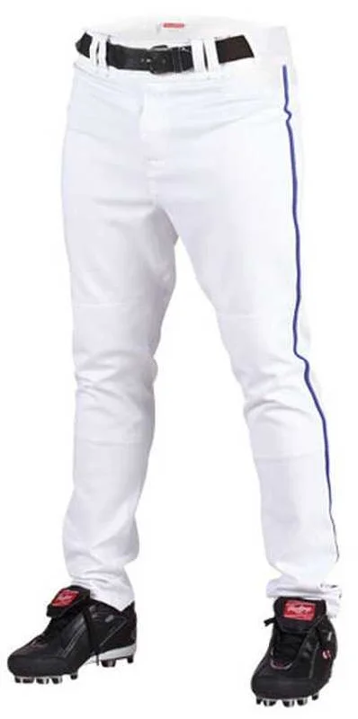 Rawlings Adult Semi-Relaxed Piped Baseball Pants - White Royal