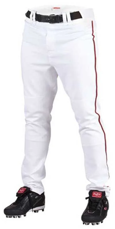 Rawlings Youth Semi-Relaxed Piped Baseball Pants - White Red