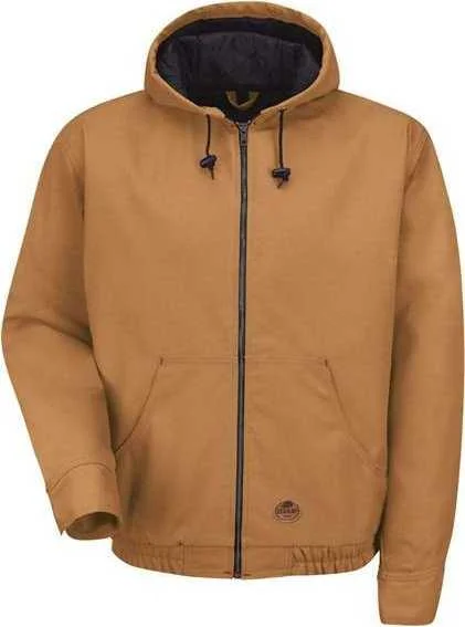 Red Kap JD20 Blended Duck Zip-Front Hooded Jacket - Brown Duck