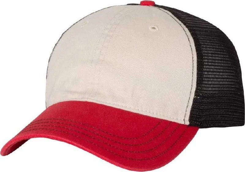 Richardson 111 Garment-Washed Trucker Caps- Stone Black Red