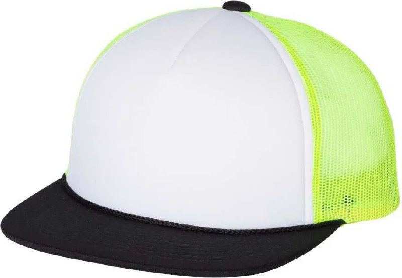 Richardson 113 Foam Trucker Caps- White Neon Yellow Black