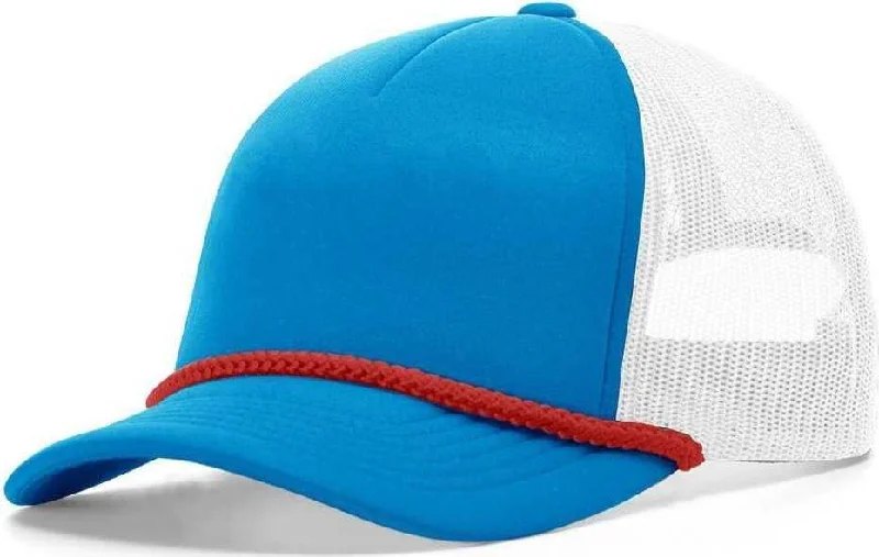 Richardson 213 Low Pro Foamie Trucker Caps- Cyan White Red