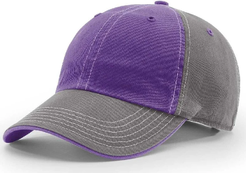 Richardson 322 Washed Chino Charcoal Caps- Purple Charcoal White