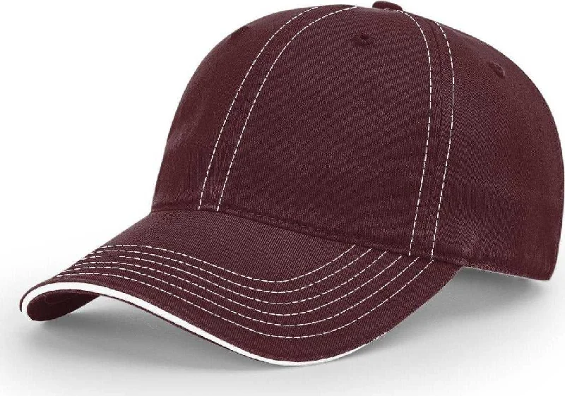 Richardson 325 Washed Chino Sandwich Visor Caps- Maroon White