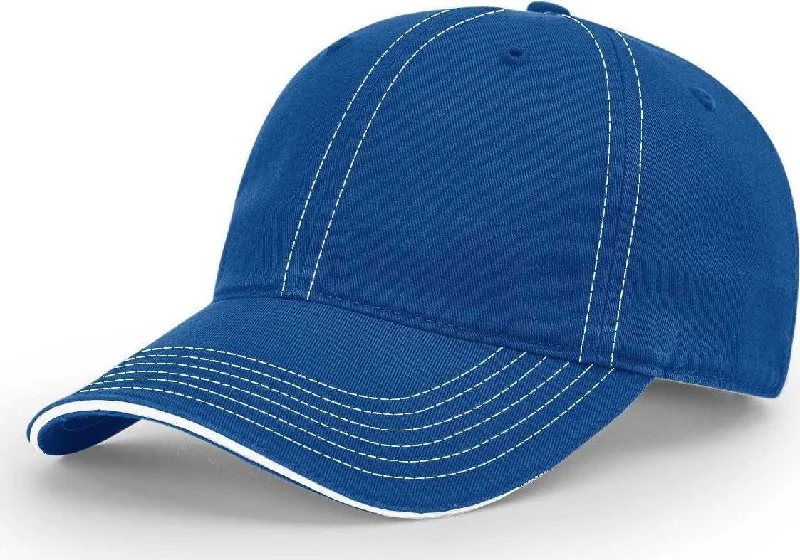 Richardson 325 Washed Chino Sandwich Visor Caps- Royal White