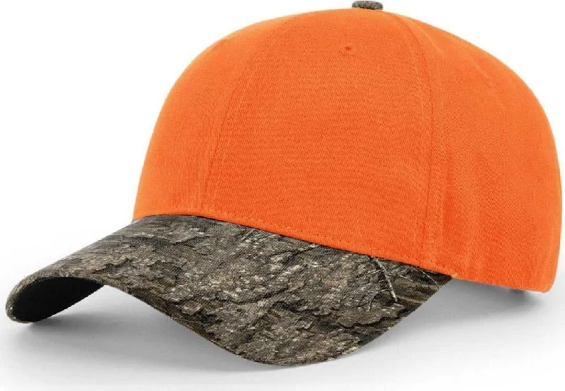 Richardson 883 Blaze Crown W/ Camo Visor Caps- Blaze Orange Realtree Timber