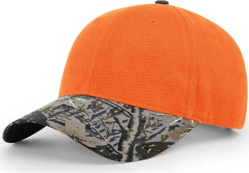 Richardson 883 Blaze Crown W/ Camo Visor Caps- Blaze Orange Upland