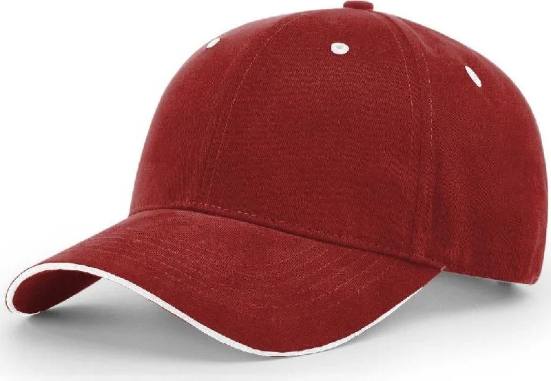 Richardson R78 Casual Sandwich Visor Caps- Cardinal White