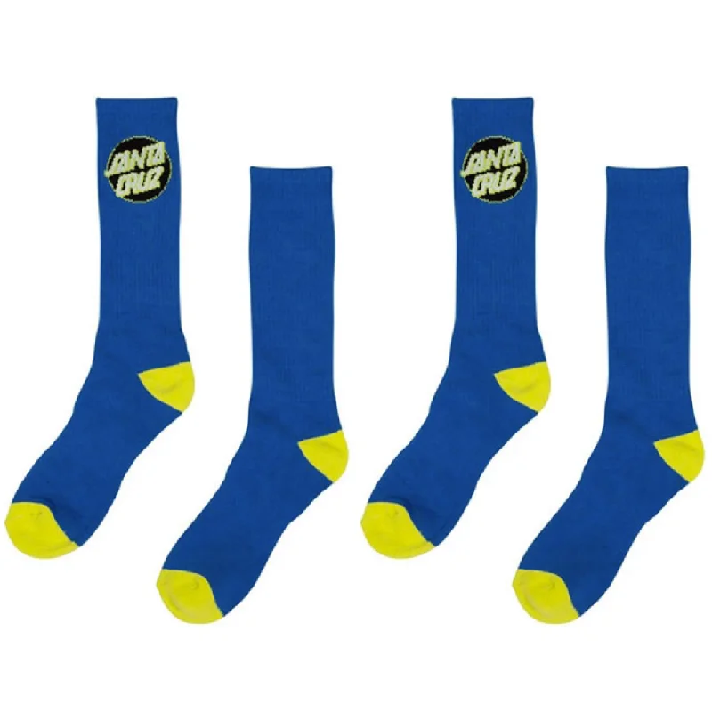 Santa Cruz Skateboards Classic Dot Crew Socks 2 Pack Blue / Yellow