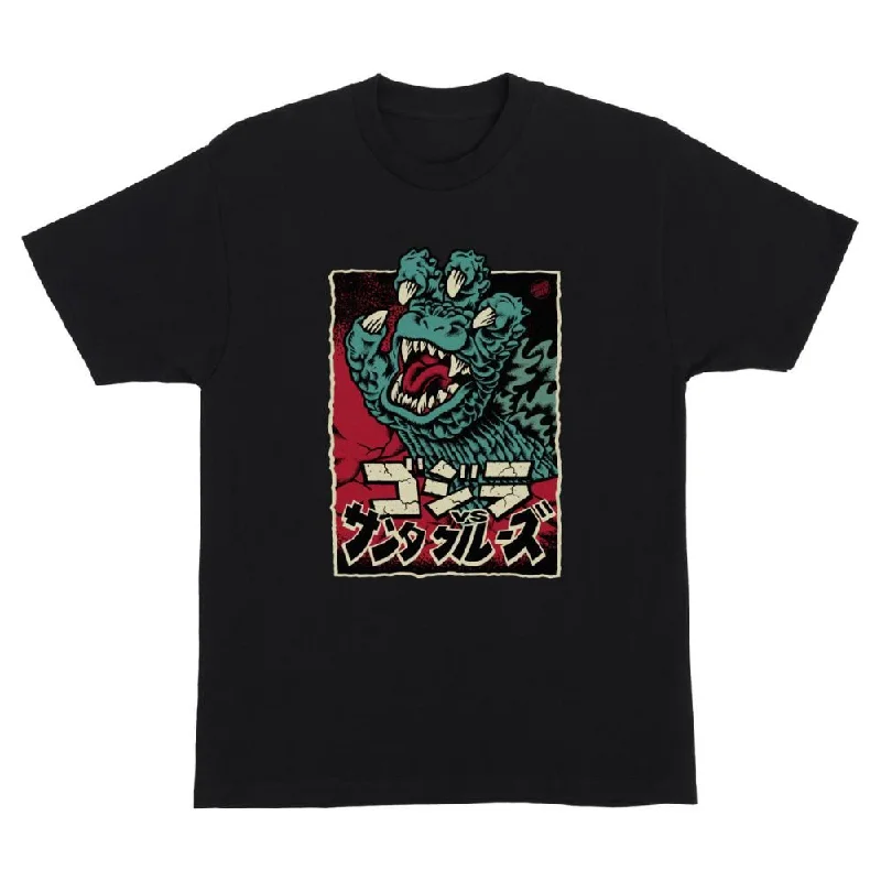 Santa Cruz T-Shirt Godzilla Hand Front - Black