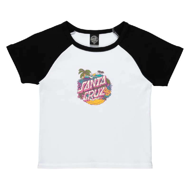 Santa Cruz Womens Custom Tee Aloha Dot Front Raglan - White / Black