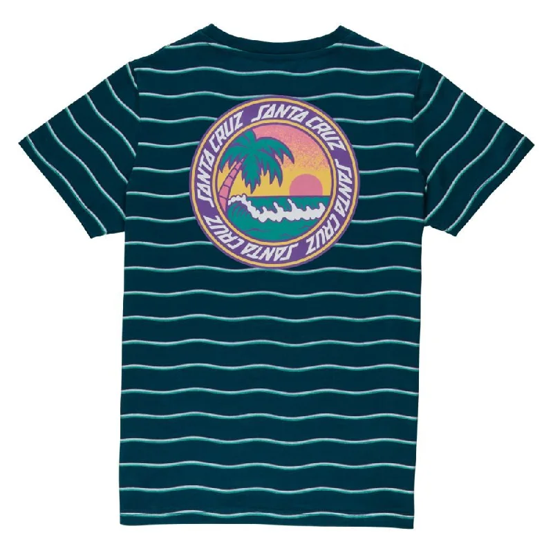 Santa Cruz Youth Custom Tee Youth Paradise Break - Tidal Teal Wave Stripe