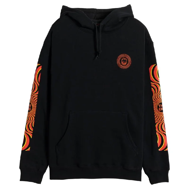 Spitfire Hoody Classic Swirl Overlay Sleeve - Black / Red / Yellow