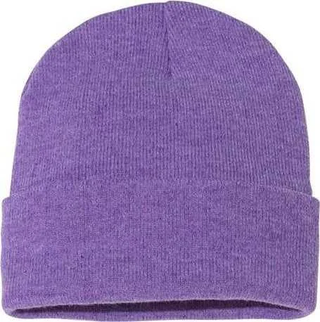 Sportsman SP12 Solid 12" Cuffed Beanie - Heather Purple