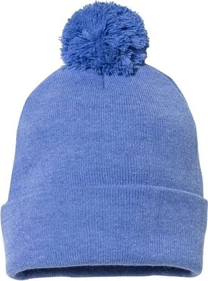 Sportsman SP15 Pom-Pom 12" Knit Beanie - Heather Royal