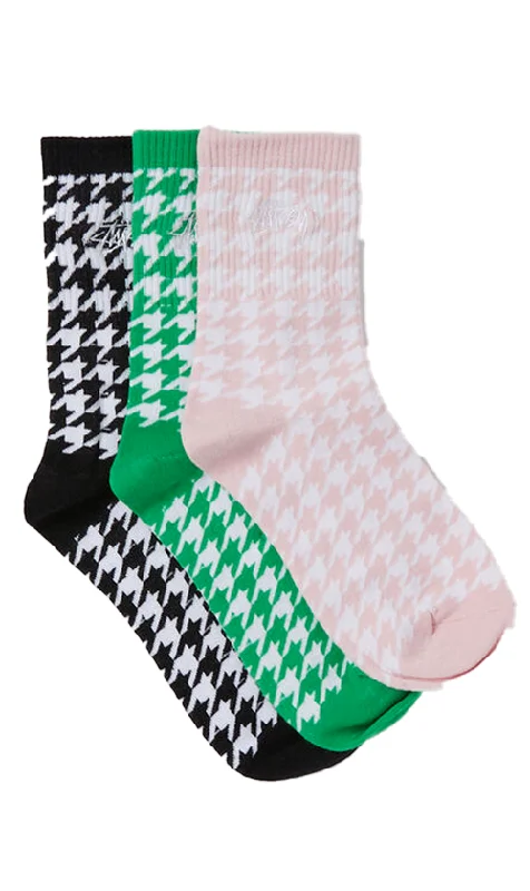 Stussy Houndstooth Ladies Socks 3pk Multi