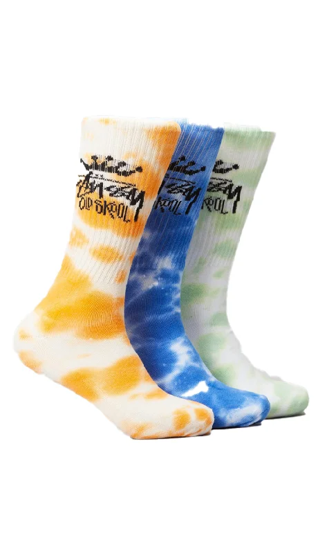 Stussy Old Skool Mens Socks 3pk Tie Dye/Multi