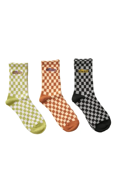 Stussy Thick Check Ladies Socks 3pk Multi