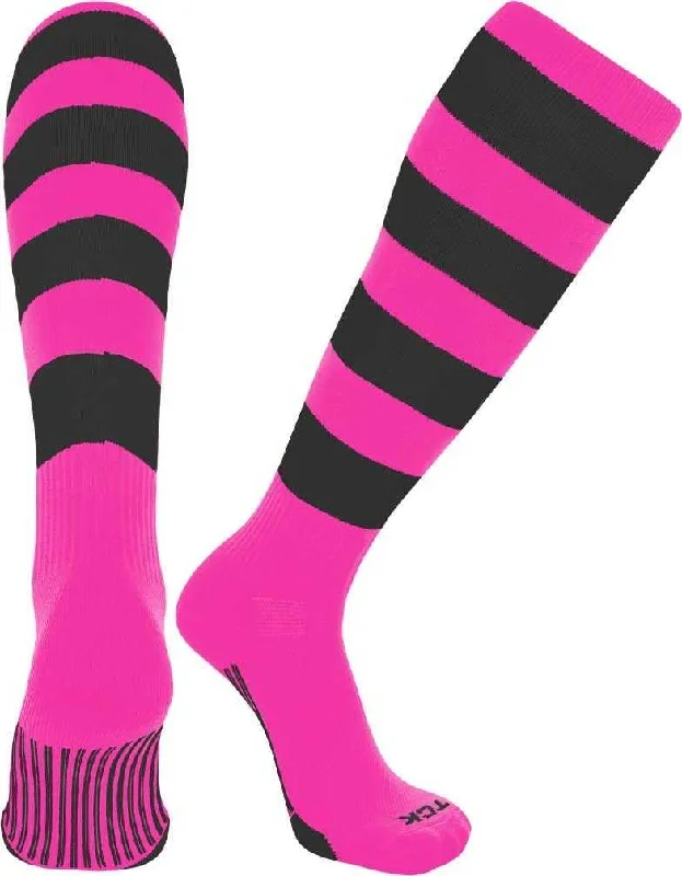 TCK Ace Knee High Socks - Hot Pink Black