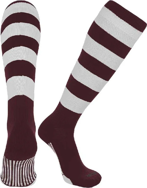 TCK Ace Knee High Socks - Maroon White