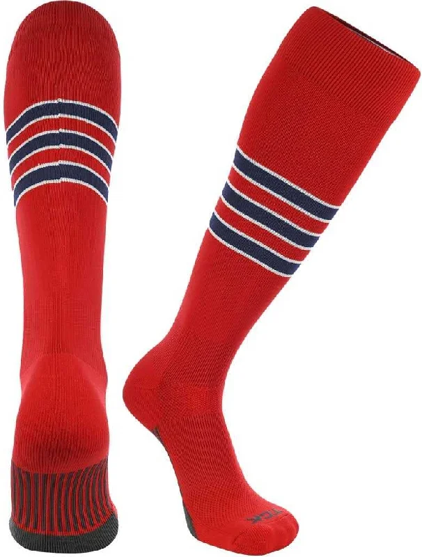 TCK Dugout Knee High Socks - Scarlet White Navy