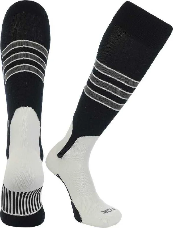 TCK Dugout Knee High Stirrup Socks - Black White Graphite