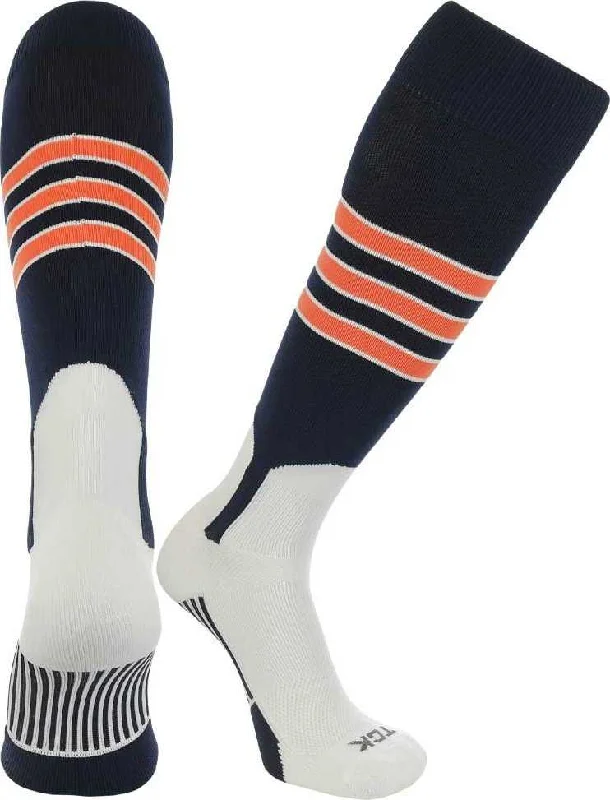 TCK Dugout Knee High Stirrup Socks - Navy White Orange