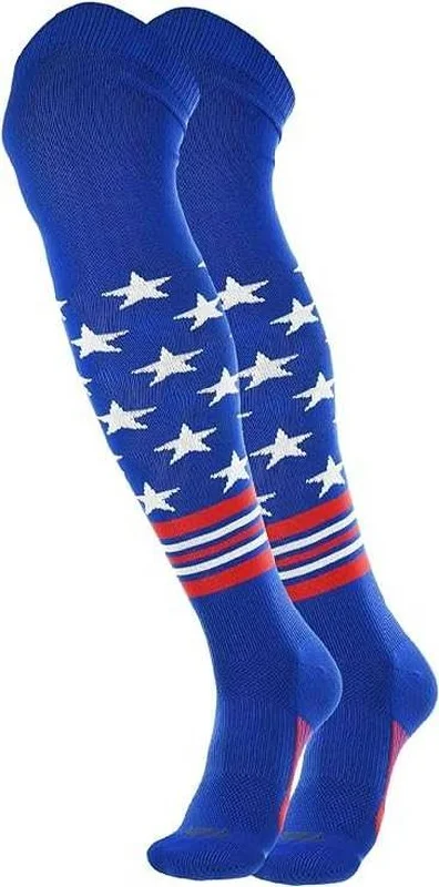 TCK USA Freedom Over the Knee Baseball Socks - Royal White Scarlet