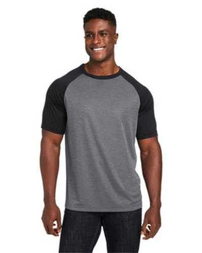 Team 365 TT62 Unisex Zone Colorblock Raglan T-Shirt - Dark Gray Heather Black