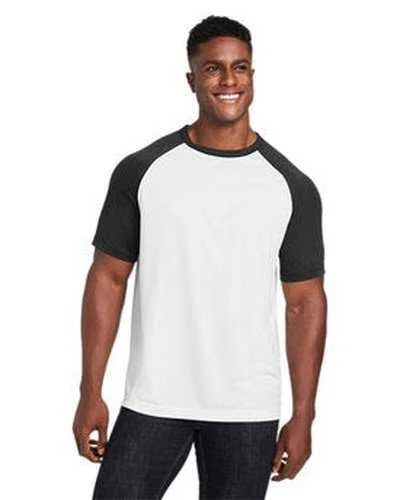 Team 365 TT62 Unisex Zone Colorblock Raglan T-Shirt - White Black Heather