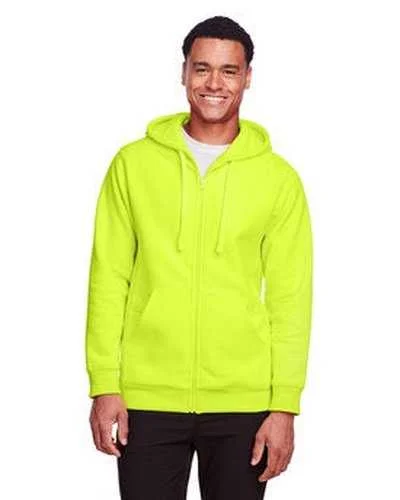 Team 365 TT95 Men's Zone Hydrosport Heavyweight Full-Zip Hooded Sweatshirt - Safety Yellow