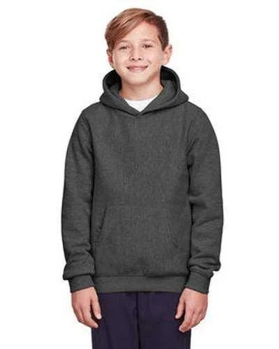 Team 365 TT96Y Youth Zone Hydrosport Heavyweight Pullover Hooded Sweatshirt - Dark Gray Heathr