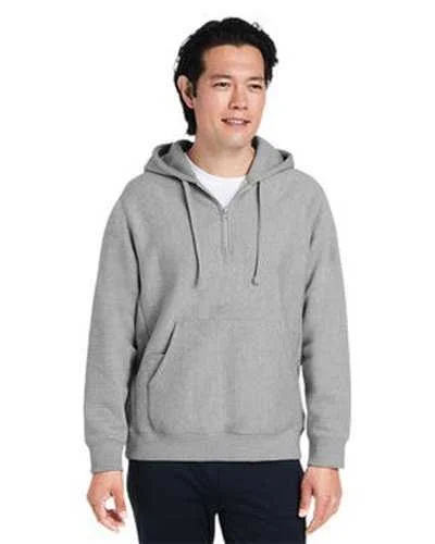 Team 365 TT97 Unisex Zone Hydrosport Heavyweight Quarter-Zip Hooded Sweatshirt - Athletic Heather