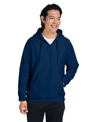 Team 365 TT97 Unisex Zone Hydrosport Heavyweight Quarter-Zip Hooded Sweatshirt - Sport Dark Navy